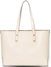 BURBERRY BURBERRY SMALL EMBOSSED CREST LEATHER TOTE - NEUTRALS