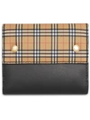 BURBERRY SMALL SCALE CHECK AND LEATHER FOLDING WALLET