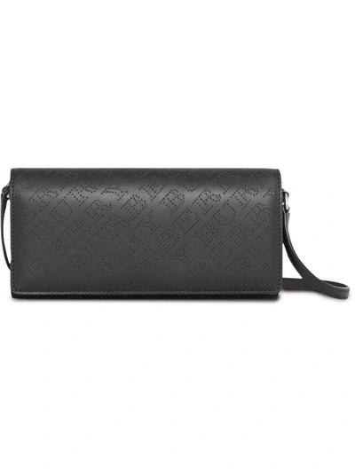Burberry Perforated Logo Clutch Bag In Black