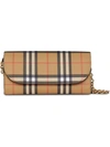 BURBERRY VINTAGE CHECK AND LEATHER WALLET WITH CHAIN