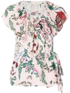 TORY BURCH TORY BURCH FLORAL WRAP BLOUSE - PINK