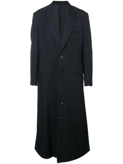 Yohji Yamamoto Long Single-breasted Coat In Black