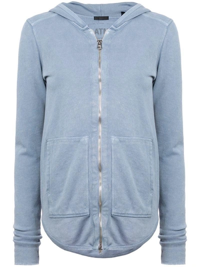 Atm Anthony Thomas Melillo Croma Wash Color Block Zip Up Hoodie In Blue
