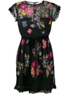 RED VALENTINO RED VALENTINO FLORAL CROSS STICH DRESS - BLACK