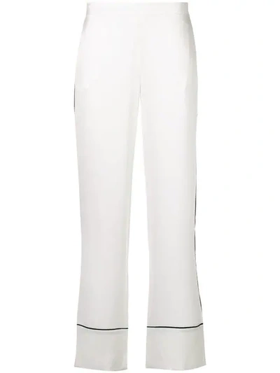 Asceno Piped Sandwashed-silk Pyjama Trousers In White
