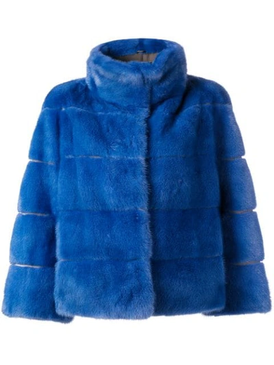 Arma Short Fur Jacket - 蓝色 In Blue
