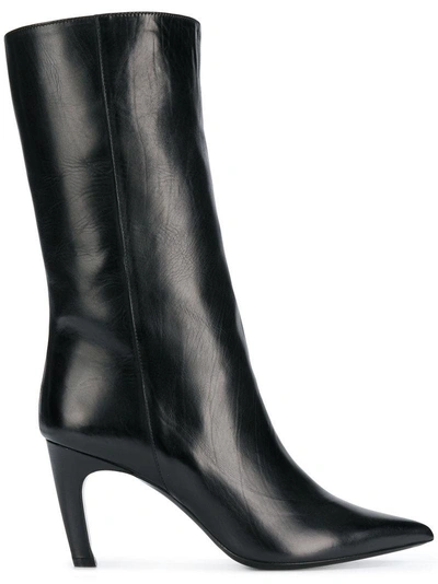 Aldo Castagna Mid-calf Leather Boots - 黑色 In Black