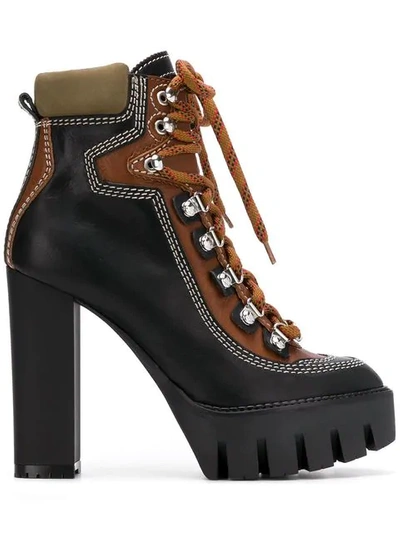 Dsquared2 120mm Lace-up Leather Hiking Boots In Black