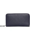 BURBERRY BURBERRY PERFORATED LEATHER ZIPAROUND WALLET - BLUE