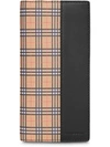BURBERRY BURBERRY SMALL SCALE CHECK AND LEATHER CONTINENTAL WALLET - 黑色