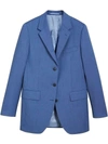 BURBERRY BURBERRY WOOL MOHAIR TAILORED JACKET - BLUE
