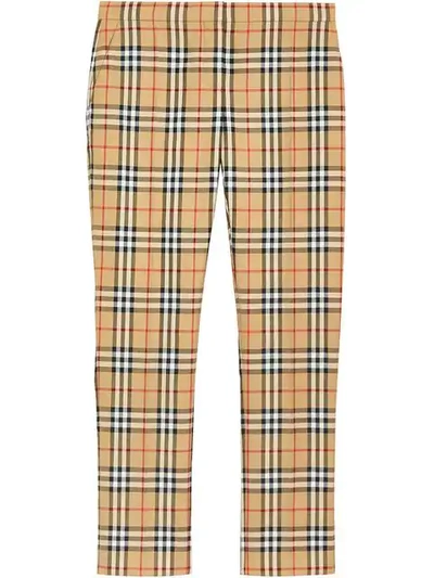 Burberry Vintage Check Wool Cigarette Trousers In Yellow