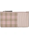 BURBERRY SMALL SCALE CHECK AND LEATHER CARD CASE