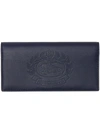 BURBERRY BURBERRY EMBOSSED CREST LEATHER CONTINENTAL WALLET - BLUE
