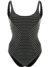 FLEUR DU MAL FLEUR DU MAL STRIPE MITERED ONE-PIECE SWIMSUIT - 黑色