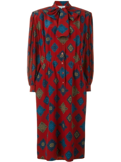 Pre-owned Jean Louis Scherrer Vintage Printed Dress In Red