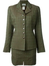 ALAÏA ALAÏA VINTAGE CHECKED SKIRT SUIT - GREEN