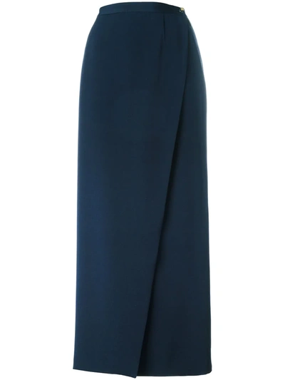 Pre-owned Chanel 2000 Wrap Long Skirt In Blue