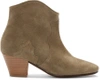 Isabel Marant Dicker Suede Western Bootie, Taupe