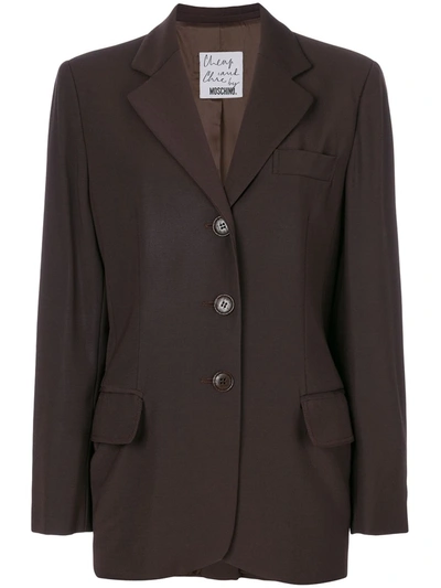 Pre-owned Moschino Vintage 1990 Single-breasted Wool Blazer In Brown