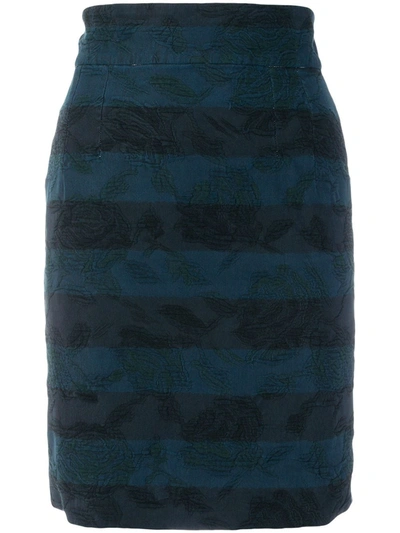 Pre-owned Dolce & Gabbana Embroidered Detail Pencil Skirt In Blue