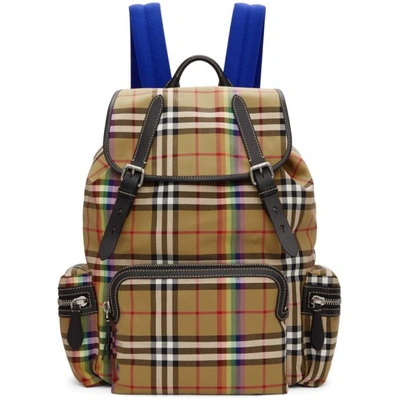 Burberry Rainbow Vintage Check Rucksack In Camel