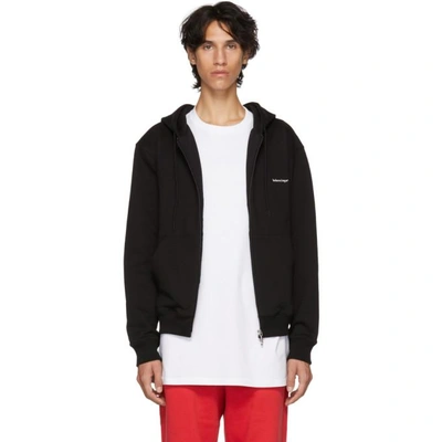 Balenciaga Logo-print Zip-up Hoodie In 1000 Black