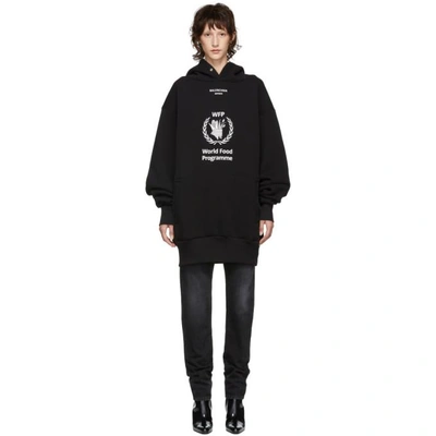 Balenciaga World Food Programme Oversize Brushed Felt Hoodie In Black