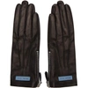 PRADA PRADA BLACK LEATHER LABEL GLOVES