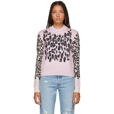 Kenzo Leopard-print Wool Pullover Sweater In Sand