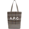 APC A.P.C. GREY CHECK AXELLE TOTE