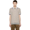 BAND OF OUTSIDERS BAND OF OUTSIDERS WHITE AND BEIGE STRIPE POLO