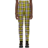 VERSACE VERSACE YELLOW AND PURPLE CROPPED PLAID TROUSERS