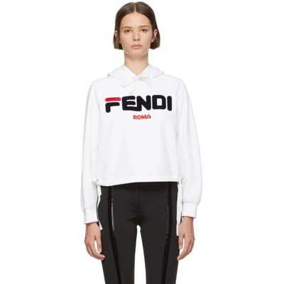 Fendi Embroidered Cotton-jersey Hoodie In White