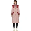 GUCCI GUCCI RED GG BELTED TRENCH COAT