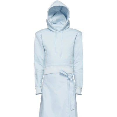 A_plan_application Blue Fitted Hoodie In Pale Blue