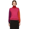 FACETASM FACETASM PINK WOOL COLORBLOCKED TURTLENECK