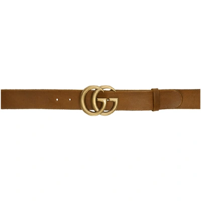 Gucci Leather Marmont Belt In Brown