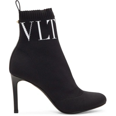 Valentino Garavani Vltn Knit Bootie In Black