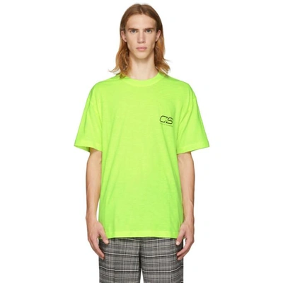 Cmmn Swdn Ridley Logo-print Neon Cotton-jersey T-shirt In Acid Yellow