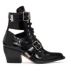 Chloé Rylee Cutout Glossed-leather Ankle Boots In 001 Black