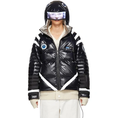 Undercover Hooded Nylon Down Jacket W/ Led Light In Black