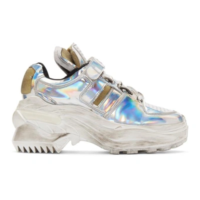 Maison Margiela Retro Fit Destroyed Sneaker In Silver