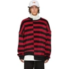 D BY D D BY D BLACK AND RED UNBALANCED STRIPED SWEATER