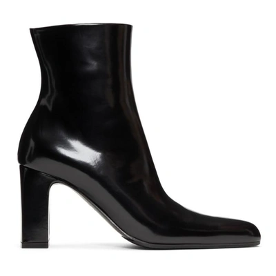 Balenciaga Double Square Block-heel Leather Boots In Black