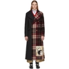 GUCCI GUCCI GREY AND RED WOOL MADRAS COAT