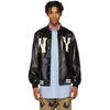 GUCCI BLACK NEW YORK YANKEES EDITION LEATHER BOMBER