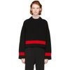 ALEXANDER MCQUEEN BLACK STRIPED CREWNECK SWEATER