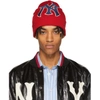 GUCCI GUCCI RED NEW YORK YANKEES EDITION PATCH BEANIE