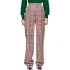 GUCCI GUCCI WHITE AND RED STRAIGHT PLAID TROUSERS